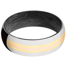 Load image into Gallery viewer, 14K White Gold + Polish Finish + Forged Carbon Fiber
