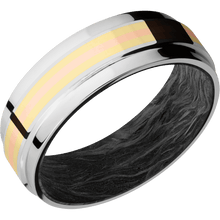 Load image into Gallery viewer, 14K White Gold + Polish Finish + Forged Carbon Fiber