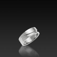 Load image into Gallery viewer, 18-karat Men's White Gold Waves Wedding Band