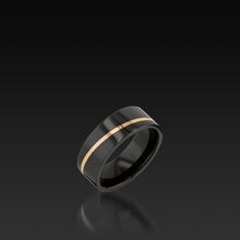 Load image into Gallery viewer, Men's Waves Black Zirconium Band 14 karat rose gold inlay