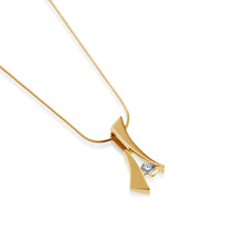 Load image into Gallery viewer, Women's 14-karat Yellow Gold Oyster Solitaire Diamond Pendant Necklace