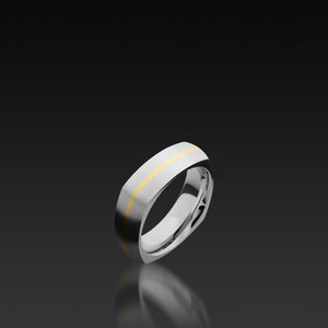 Cobalt Chrome Sqaure Band with a 14K Yellow Gold