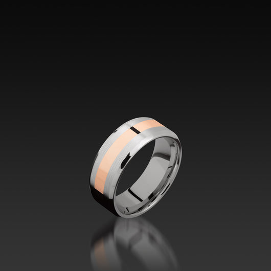 Cobalt Chrome Beveled Band with Rose Gold Inlay