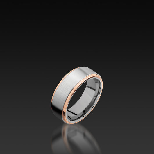 Cobalt Chrome Flat Grooved Edge band with Rose Gold Inlay