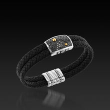 Load image into Gallery viewer, Matrix Black Diamond Double Leather Bracelet
