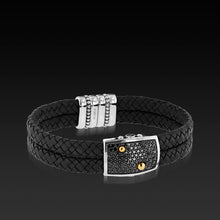 Load image into Gallery viewer, Matrix Black Diamond Double Leather Bracelet