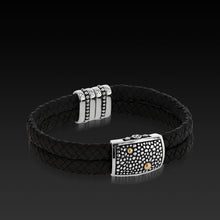 Load image into Gallery viewer, Matrix Black Double Leather Bracelet
