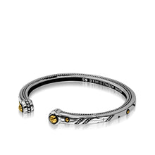 Load image into Gallery viewer, Women's Sterling Silver with 14 Karat Yellow Gold Solar Hinged Cuff Bracelet