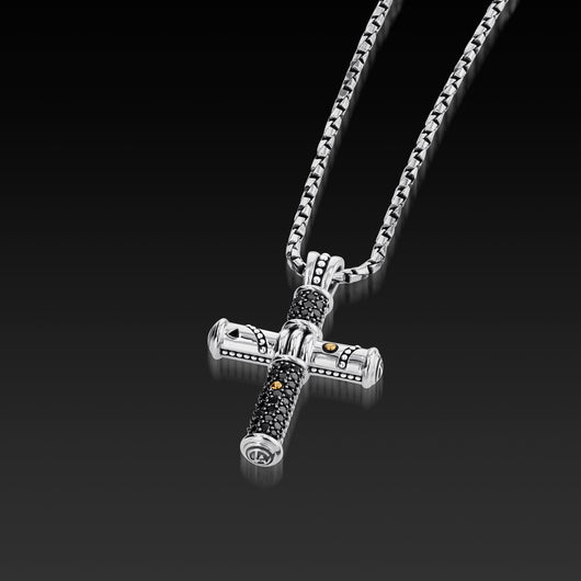 Matrix Black Diamond Cross Pendant Necklace