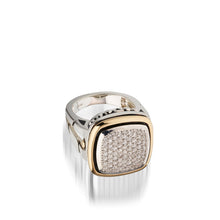 Load image into Gallery viewer, Women's Sterling Silver and 14 karat Yellow Gold Chorus Diamond Pave Ring
