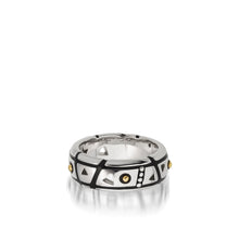Load image into Gallery viewer, Women's Sterling Silver and 14 karat Yellow Gold Solar Ring