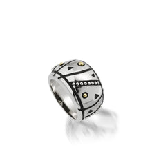 Load image into Gallery viewer, Women's Sterling Silver and 14 karat Yellow Gold Solar Ring