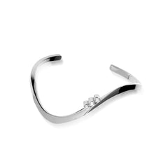 Load image into Gallery viewer, Women's Hand-forged in 14 karat White Gold Christy Twist Cuff Bracelet with Diamonds