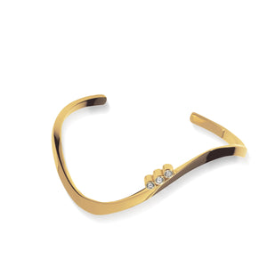 Women's Hand-forged in 14 karat Yellow Gold Christy Twist Cuff Bracelet with Diamonds