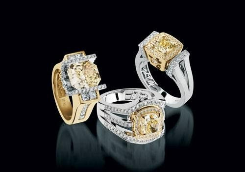 3/4 Carat Princess Cut Yellow Diamond Engagement Ring