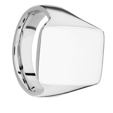 Load image into Gallery viewer, Large Rectangle signet ring (20x14.5mm) in 14K White Gold, with a Thin style band.

