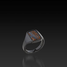 Load image into Gallery viewer, Zirconium Signet Ring with Pietersite
