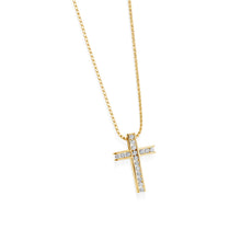 Load image into Gallery viewer, Lines Diamond Cross Medallion Pendant
