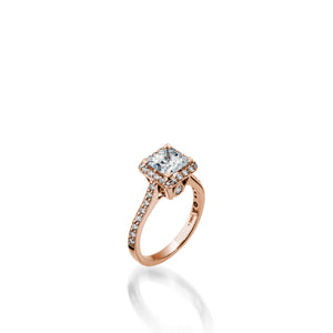 Satin Princess Cut White Gold Engagement Ring