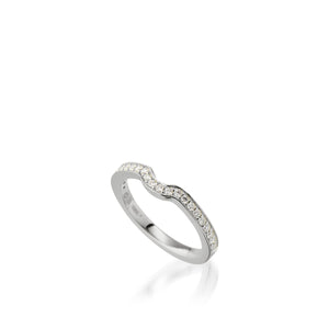 Satin Princess Cut White Gold Engagement Ring
