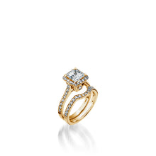 Load image into Gallery viewer, Satin Princess Cut Yellow Gold  Engagement Ring

