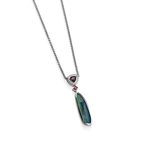 Signature Opal, Amethyst, Ruby, and Diamond Pendant Necklace