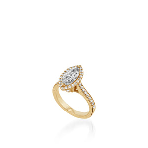 Satin Marquise Yellow Gold Engagement Ring