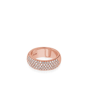 Essence Wide Band Ring with Pave Diamonds