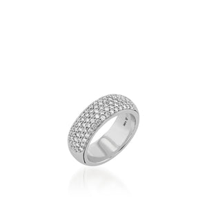 Essence Wide Band Ring with Pave Diamonds