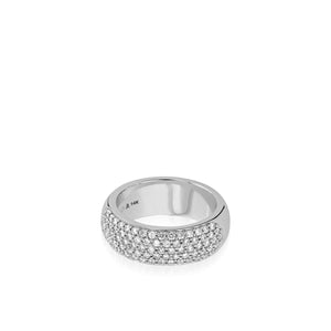 Essence Wide Band Ring with Pave Diamonds