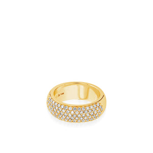 Essence Wide Band Ring with Pave Diamonds