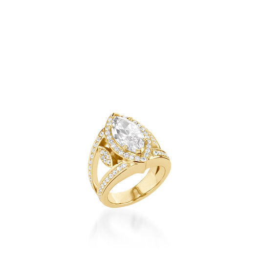 Victoria Elite Yellow Gold Diamond Ring