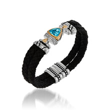 Load image into Gallery viewer, Arrivo Trillion Cuff Bracelet with Leather
