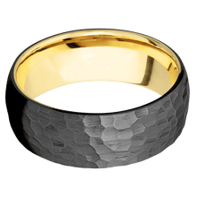 Load image into Gallery viewer, Zirconium + Hammer Finish + 14K Yellow Gold
