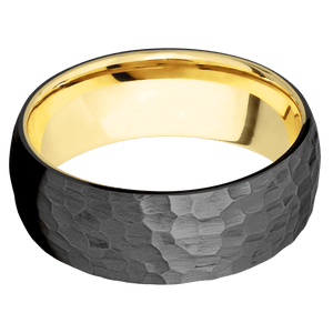 Zirconium + Hammer Finish + 14K Yellow Gold