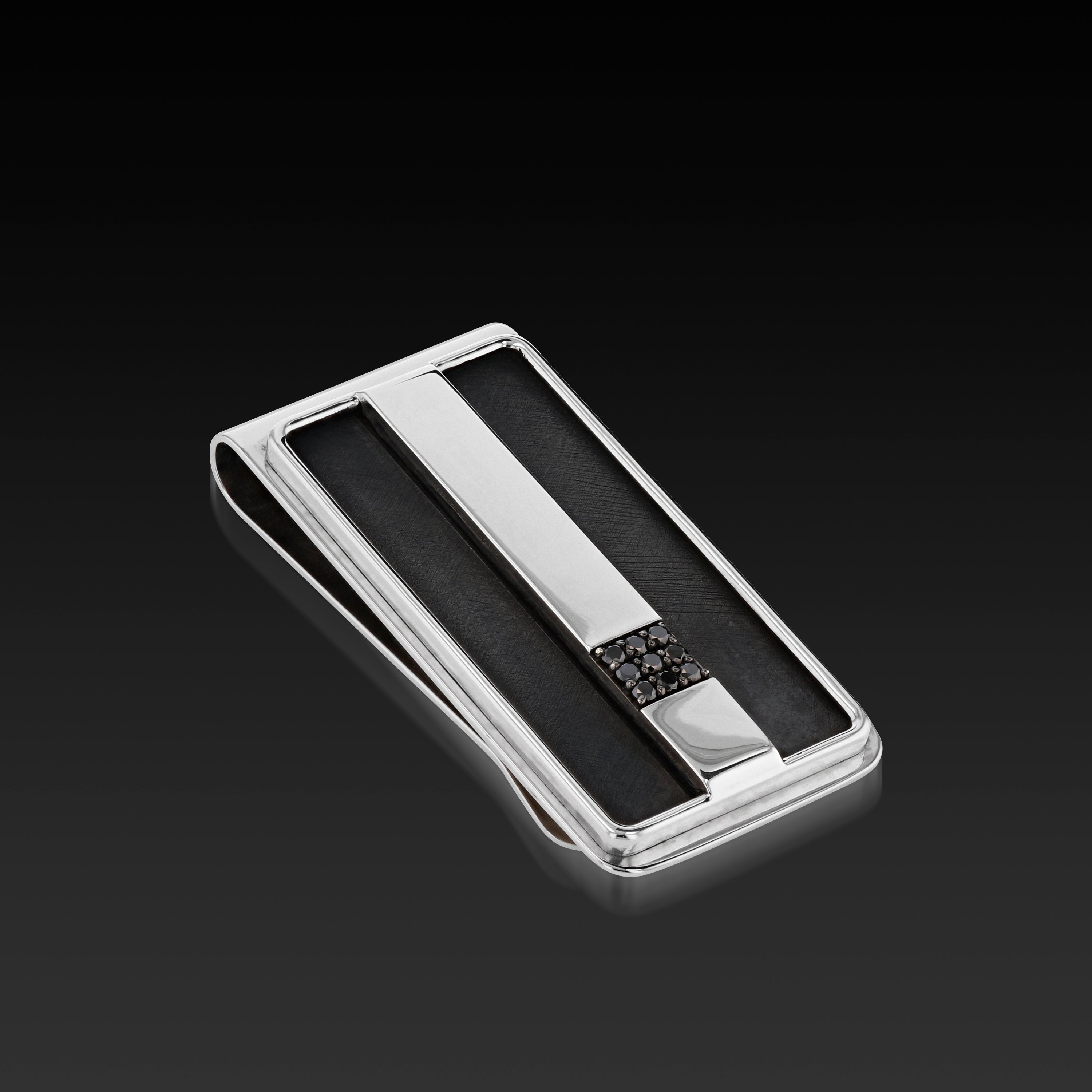Men's Duplex Bar Money Clip with Black Diamonds – John Atencio