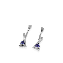 Load image into Gallery viewer, Pinnacle  Petite Gemstone Dangle Earrings with Pave Diamonds
