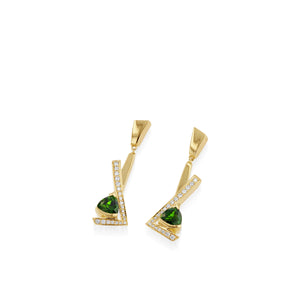 Pinnacle  Petite Gemstone Dangle Earrings with Pave Diamonds