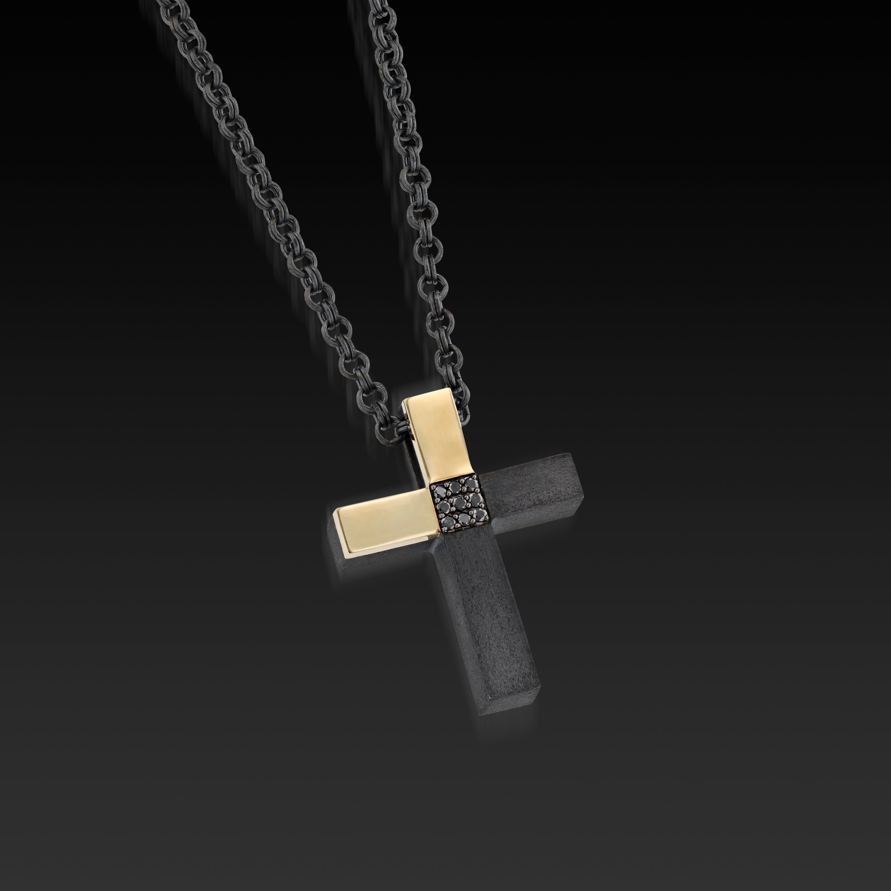 Men's Duplex Black Pave Diamond Cross Pendant Necklace – John Atencio
