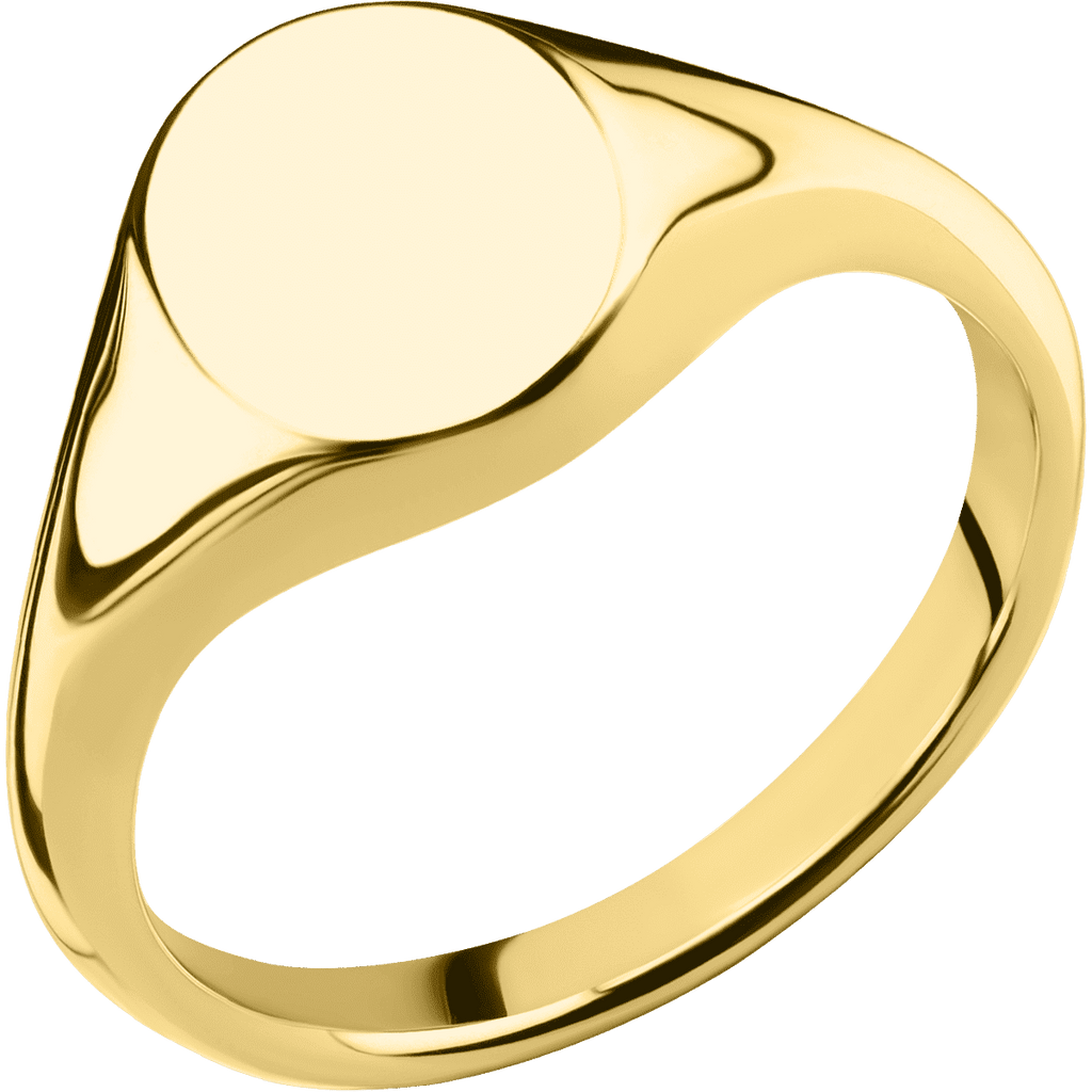 Small Oval signet ring (12x9mm) in 14K Yellow Gold, with a Thin style ...