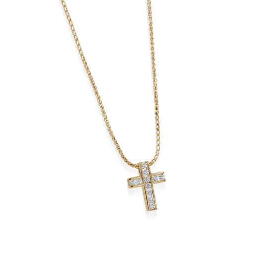 Lines Petite Diamond Cross Medallion Pendant