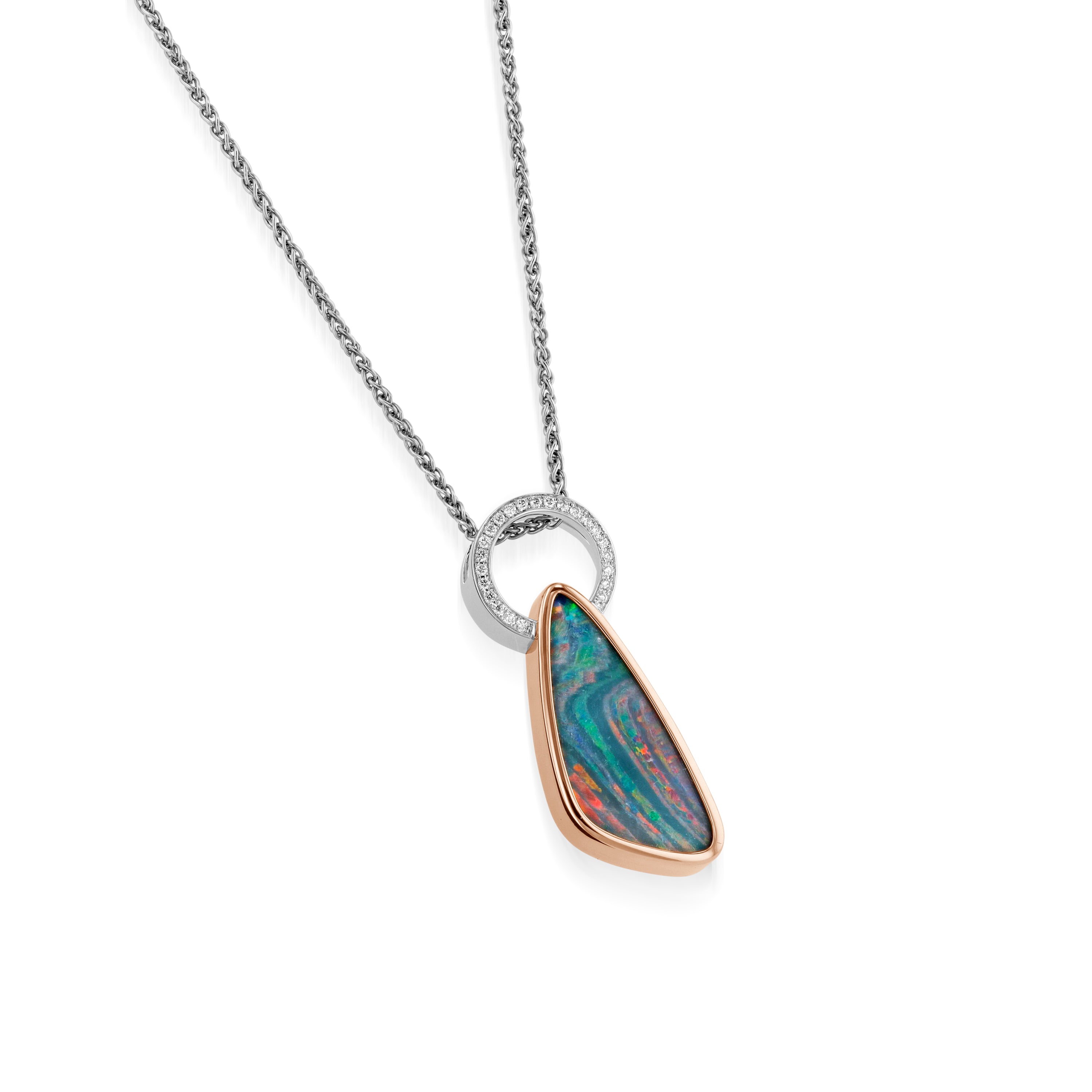 Signature Elongated Opal and Diamond Pendant Necklace – John Atencio