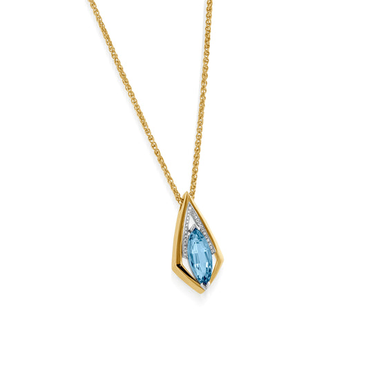 Signature Marquise Aquamarine and Diamond Pendant Necklace