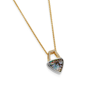 Signature Boulder Opal and Pave Diamond Pendant Necklace