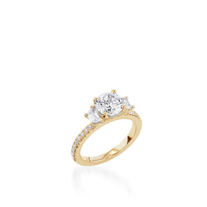 Essence Three Stone  White Gold Engagement Ring