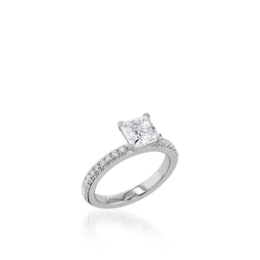 Essence Princess Cut White Gold Engagement Ring