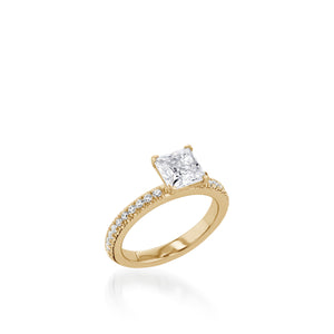 Essence Princess Cut Yellow Gold Engagement Ring