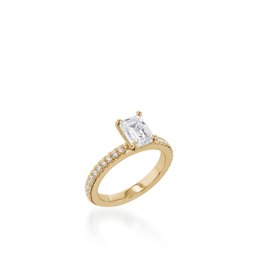 Essence Emerald Cut Yellow Gold Engagement Ring