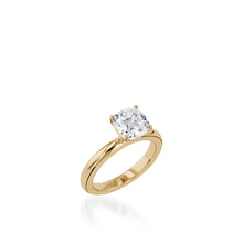 Load image into Gallery viewer, Essence Solitaire Cushion Yellow Gold Engagement Ring
