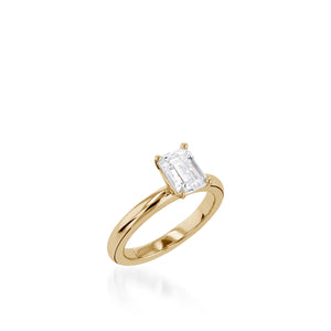 Essence Solitaire Emerald Cut Yellow Gold Engagement Ring